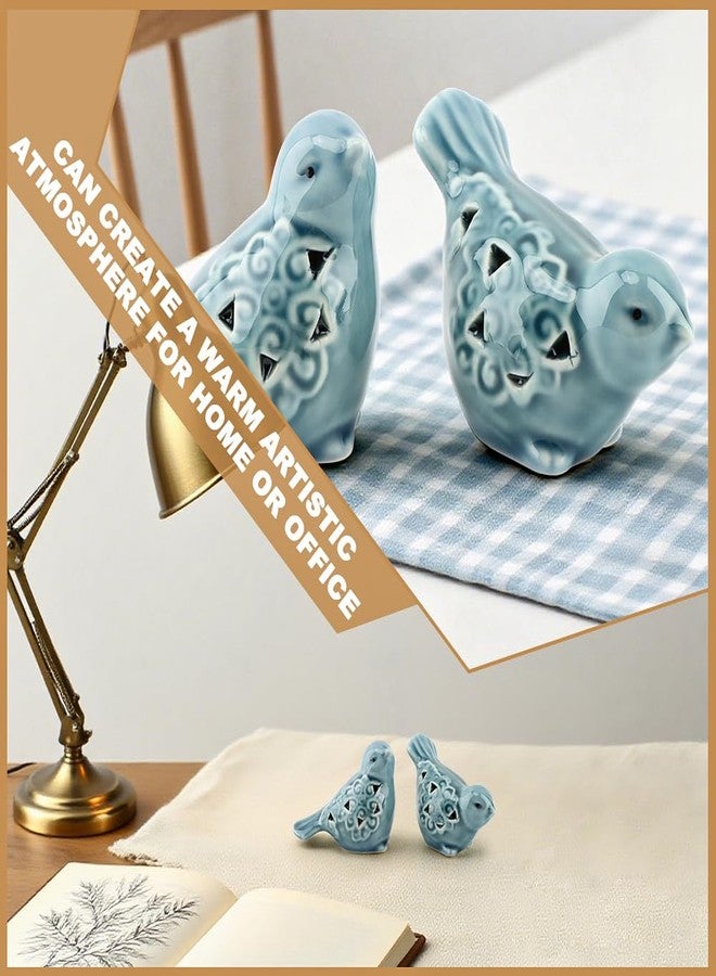 Kazheon Set of 2 Ceramic Bird Figurines, Bird Decor for Home, Office, Garden, Coffee Shop, Small Bird-Statues(Color:Blue) - Image 5